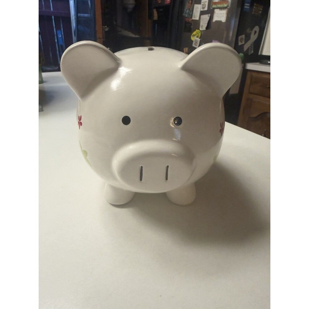 Adorable Ceramic Floral Piggy Bank